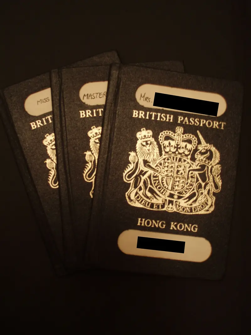 Three British Dependent Territories passports, Hong Kong, in an archive photograph